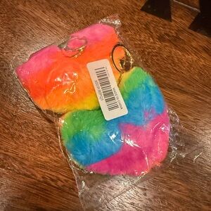 Colorful Fur Heart Keychain